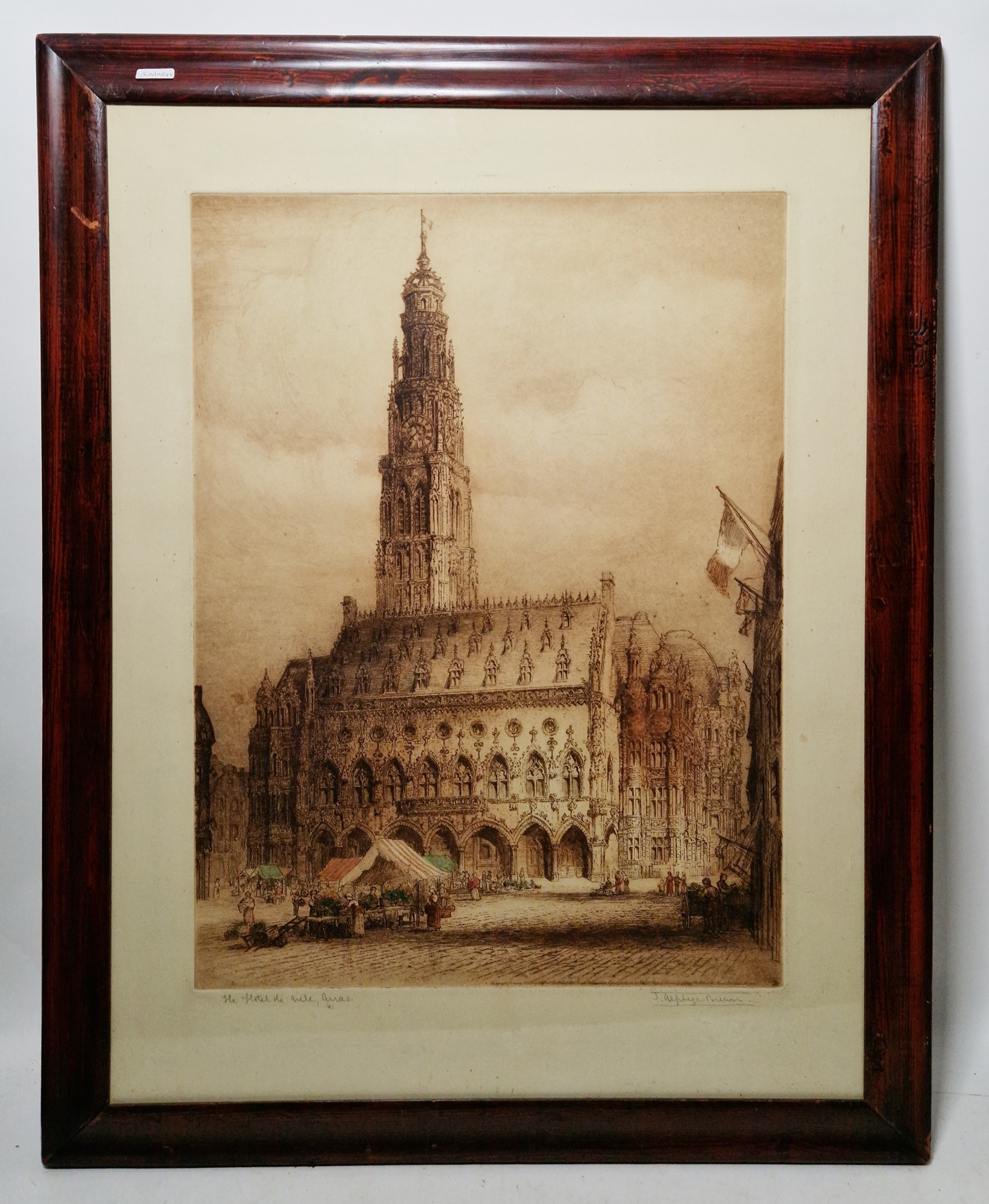 James Alphege Brewer (act. 1909-1938) Etching and aquatint "Hotel de Ville, Arras", signed and - Image 2 of 4