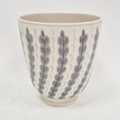 Mid-century Poole pottery freeform vase of tapering form, decorated in the YFP pattern with