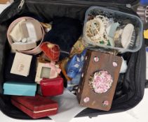 Collection of costume jewellery and other items, including: simulated pearl and beaded necklaces,