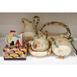 Collection of Clarice Cliff Celtic Harvest pattern wares, printed green Newport Pottery marks,