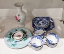 Meissen porcelain baluster vase, 20th century, blue cross swords marks, puce numerals, painted