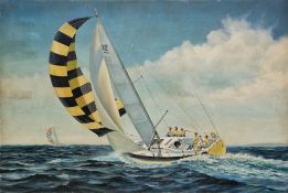 Maritime oil on canvas depicting a yacht race, indistinctly signed lower right, unframed, 61cm x