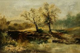 E. L. Karl? (late 19th/early 20th century) Oil on canvas Ilfracombe, Devon, river landscape,