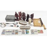 Mixed lot of collectables including an Arts & Crafts pewter covered box with Ruskin-style