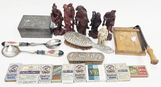 Mixed lot of collectables including an Arts & Crafts pewter covered box with Ruskin-style