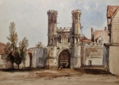 William Collingwood Smith (1815-1887) Watercolour View of St. Augustine's Abbey gateway, Canterbury,