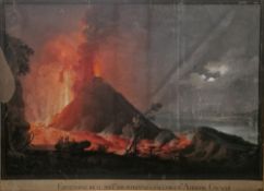 19th century Italian school Gouache on paper View of Mount Vesuvius erupting, inscribed at bottom,