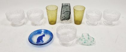 Whitefriars 'coffin' vase designed by Geoffrey Baxter in pewter colourway, 13cm high, a set of