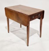 19th century mahogany pembroke table of rectangular form, having drawer to one end with brass drop