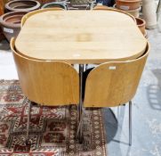 IKEA Fusion oak veneer and bentwood space saver dining table and four chairs designed by Sandra