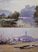 Manner of Evan Walters (Welsh, 1892-1951) Oil on board River landscape dwelling and cattle watering,