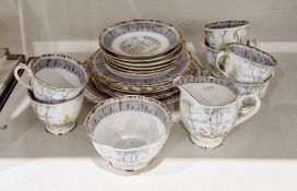 Royal Albert bone china Silver Birch pattern part tea service, printed grey marks, early 20th