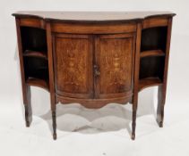 A Victorian rosewood side cabinet of shaped bow-fronted form, comprising two central panel doors