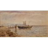 Holger Lübbers (Danish, 1850-1931) Watercolour "Stranden ved Agger" (The Beach at Agger), coastal