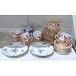 Worcester porcelain blue and white teapot and cover, circa 1775, blue open crescent mark, painted