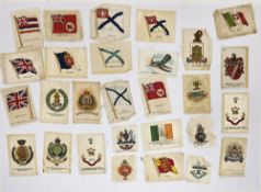 Collection of cigarette cards and cigarette silks including Kensitas British Empire Flag cigarette