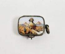 Late 19th/early 20th century 800 grade silver and enamelled souvenir pendant box, the lid with