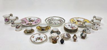 20th century Dresden porcelain part coffee service, painted crown blue marks, painted with scattered