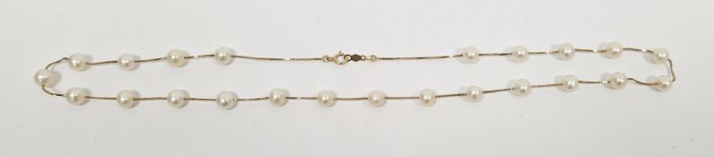 14ct gold and pearl mounted necklace, stamped 14KT L.P.S., 7.39 grams gross
