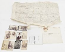 Mixed lot of ephemera including an indenture dated 1662 together with various invoices, receipts,