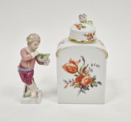 Berlin (K.P.M.) porcelain arched rectangular tea caddy and cover, the tea caddy painted with