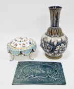 Doulton stoneware globular vase, late 19th century, impressed oval factory mark 1875 incised WB,