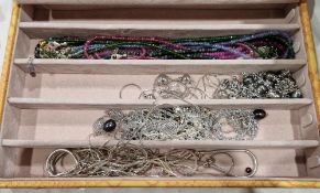 Collection of silver chains and necklaces and coloured beaded necklaces, some stamped 925