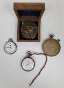 British military issue nickel cased split second pocket watch, the case back engraved with broad