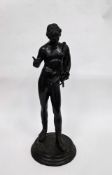 19th century Grand Tour style bronze figure of Narcissus, on a circular base, 62cm high