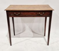 19th century mahogany side table, the rectangular top with thumb moulded edge over a single drawer
