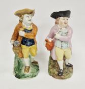 Two English pottery Hearty Goodfellow jugs, the first early 19th century decorated in Pratt-type