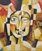 A. Romaro (20th century) Oil on canvas Cubist-style portrait, signed lower right, 61cm x 51cm