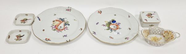 Group of Herend porcelain, 20th century, printed, painted and impressed marks, comprising a pair