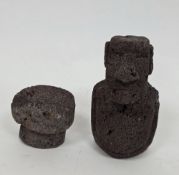 Pumice stone carving of an Easter Island Moai Osterinsel figure on stand, 17cm high
