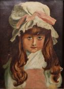 Late 19th/early 20th century English school Oil on canvas Portrait of a young girl wearing white