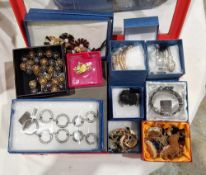 Collection of costume jewellery, including: a Butler & Wilson bee pin, boxed; a silver-mounted