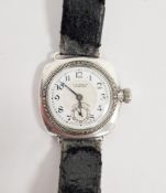 Early 20th century Rolex Oyster silver cased wristwatch, the enamel dial with Arabic hour markers,