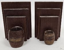 Two early 20th century salvaged timber bookends, made from the teak of H.M.S. Iron Duke (Admiral