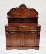 Pair of Victorian mahogany chiffoniers, the shaped backs with foliate scroll moulded top rails and