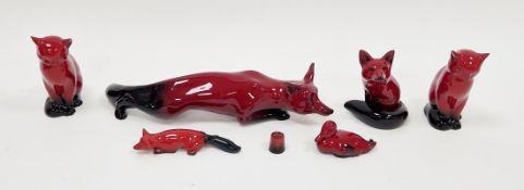 Group of Royal Doulton flambe models of animals, printed black factory marks, comprising two