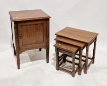 Collection of three items of furniture including a nest of three oak tables, largest table 48cm high