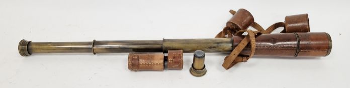 Early 20th century four-draw brass and leather covered telescope by Broadhurst Clarkson & Co (