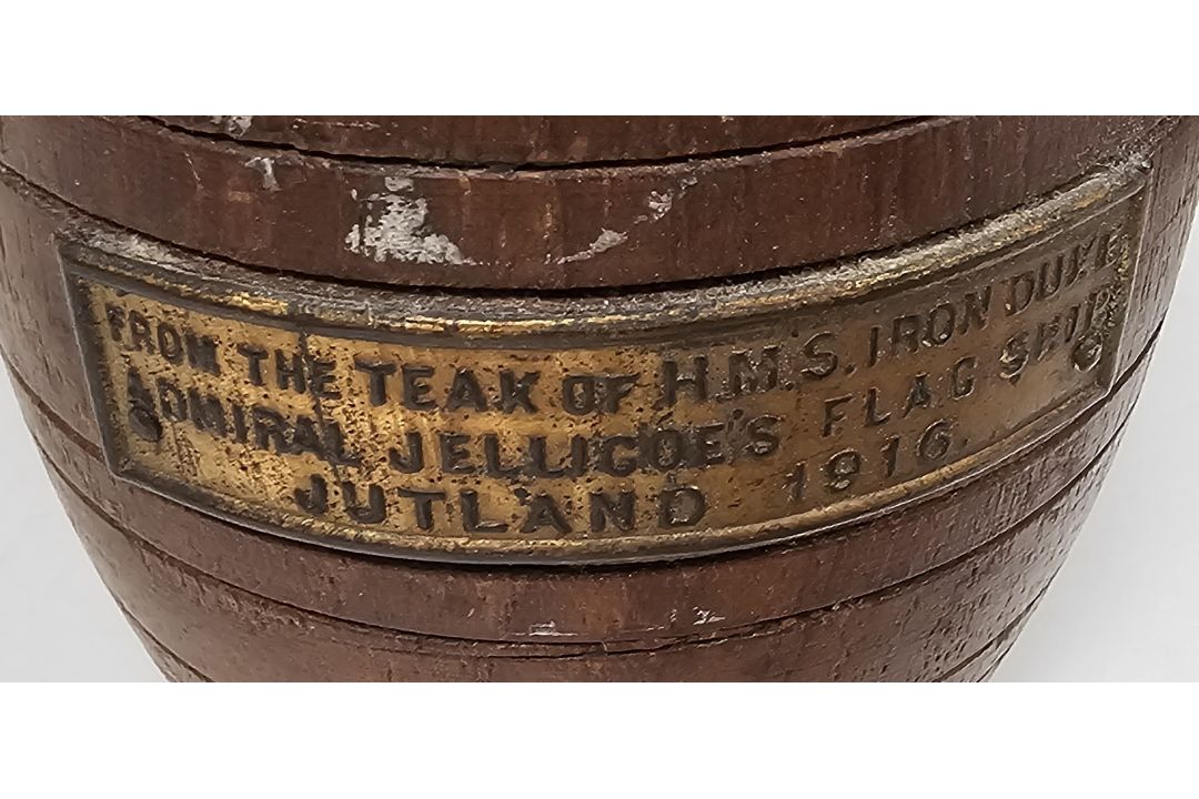 Two early 20th century salvaged timber bookends, made from the teak of H.M.S. Iron Duke (Admiral - Image 3 of 3