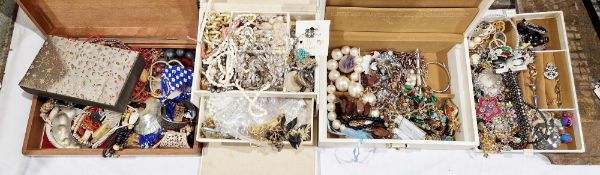 Large quantity of costume jewellery including statement gilt metal curb link necklace, modern