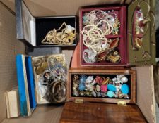 Quantity of costume jewellery including a cloisonne enamel hinged bangle, a vintage paste diamante