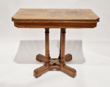 In the manner of A.W.N. Pugin, 19th century Gothic Revival pollard oak fold-over card table