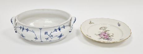 Royal Copenhagen blue fluted plain pattern tureen (no lid), stamped to base, 27cm length, together