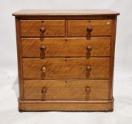 Late 19th / early 20th century satin walnut chest of drawers, the rectangular top with rounded front