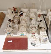 Collection of crested china, various printed black factory marks, including: Arcadian China busts of