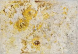 Follower of Hazel Wu Oil on canvas Abstract of yellow flowers, signed 'Hazel Wu' to frame verso,